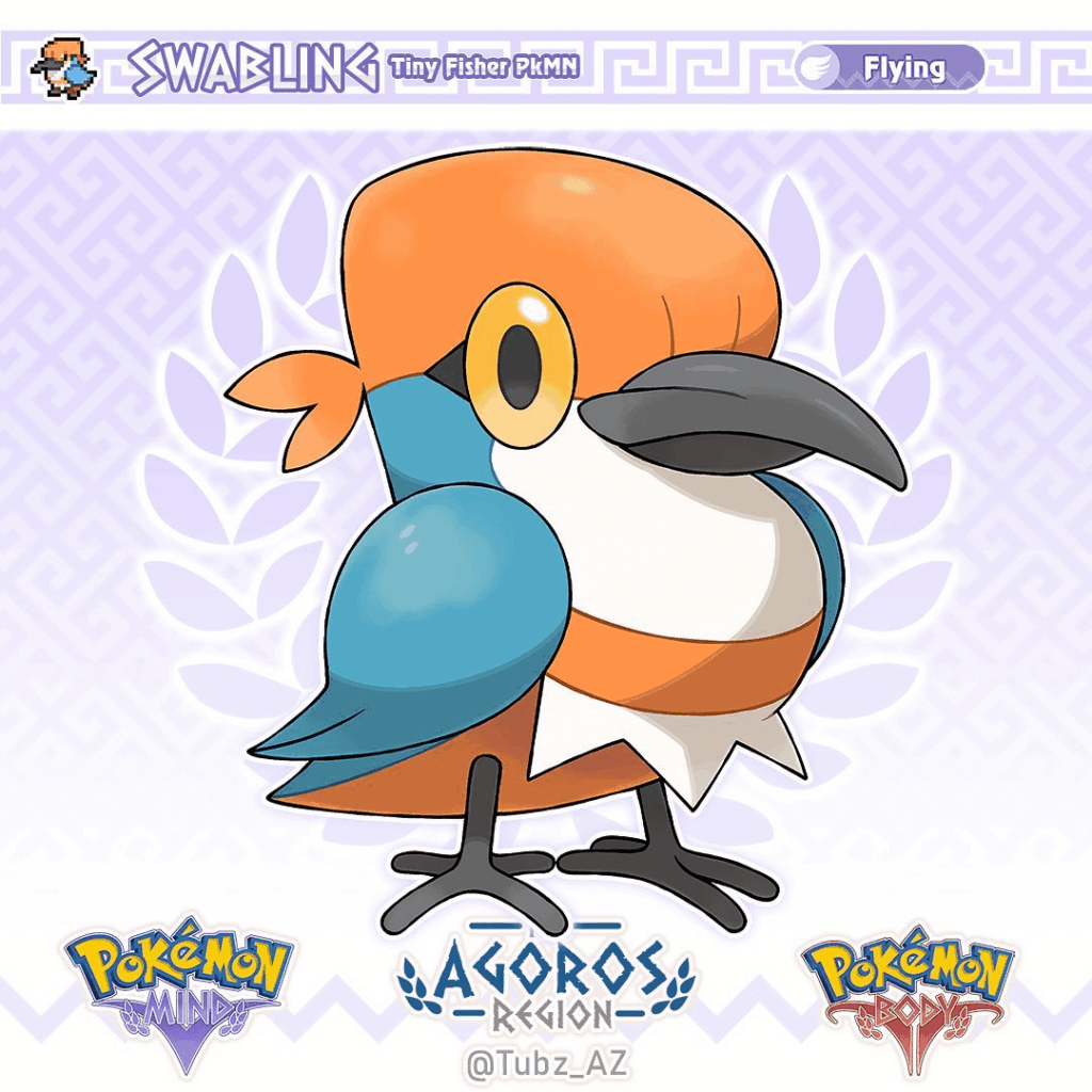Swabling the Tiny Fisher Pokémon (the early game bird) by tubz_az