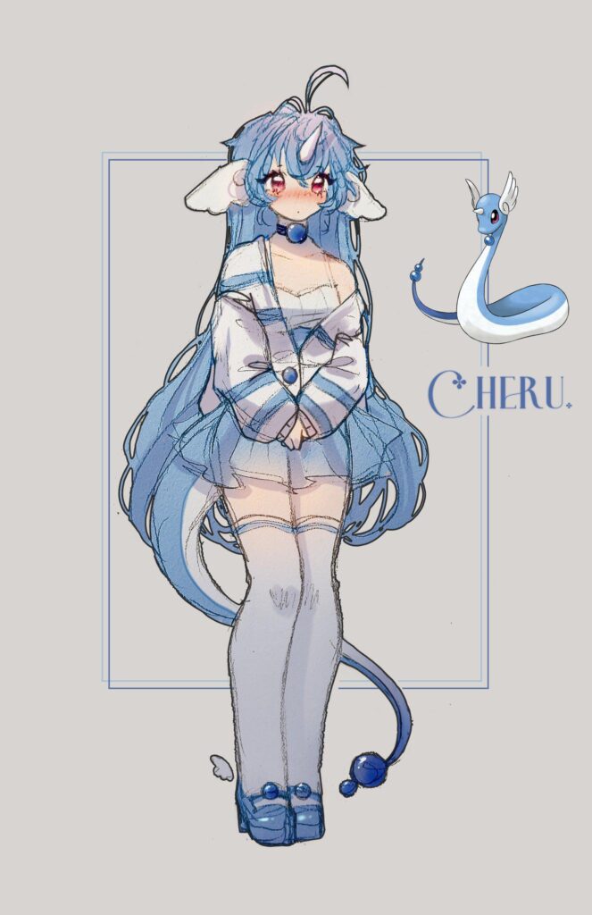 Dragonair gijinka {by @CheruleanArt}