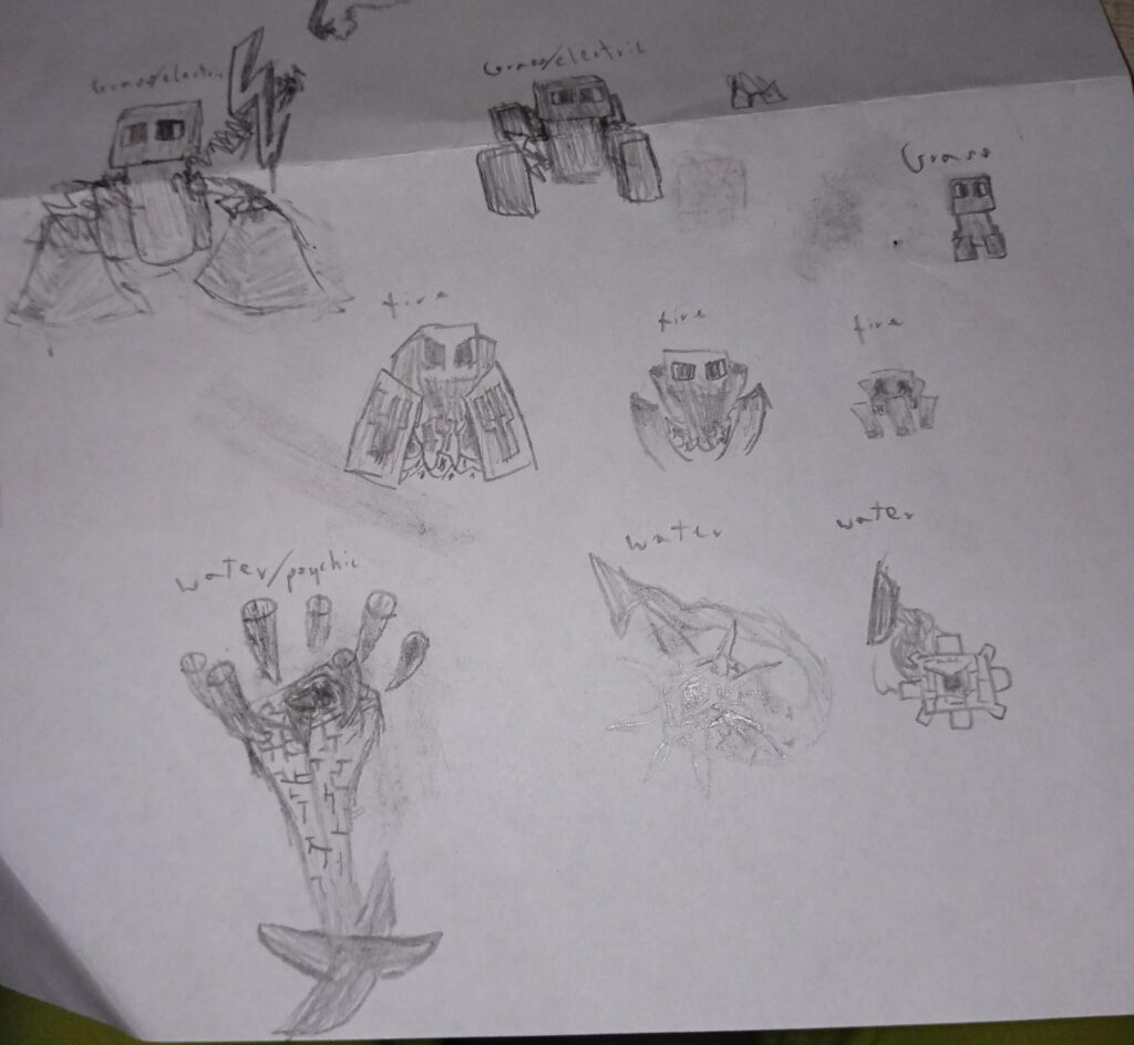 Made this Minecraft/pokemon starters