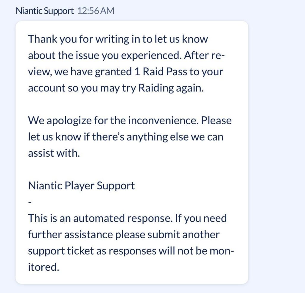 Support message