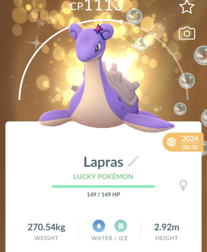 Let's goooo 😍 shiny mystic costume lucky lapras