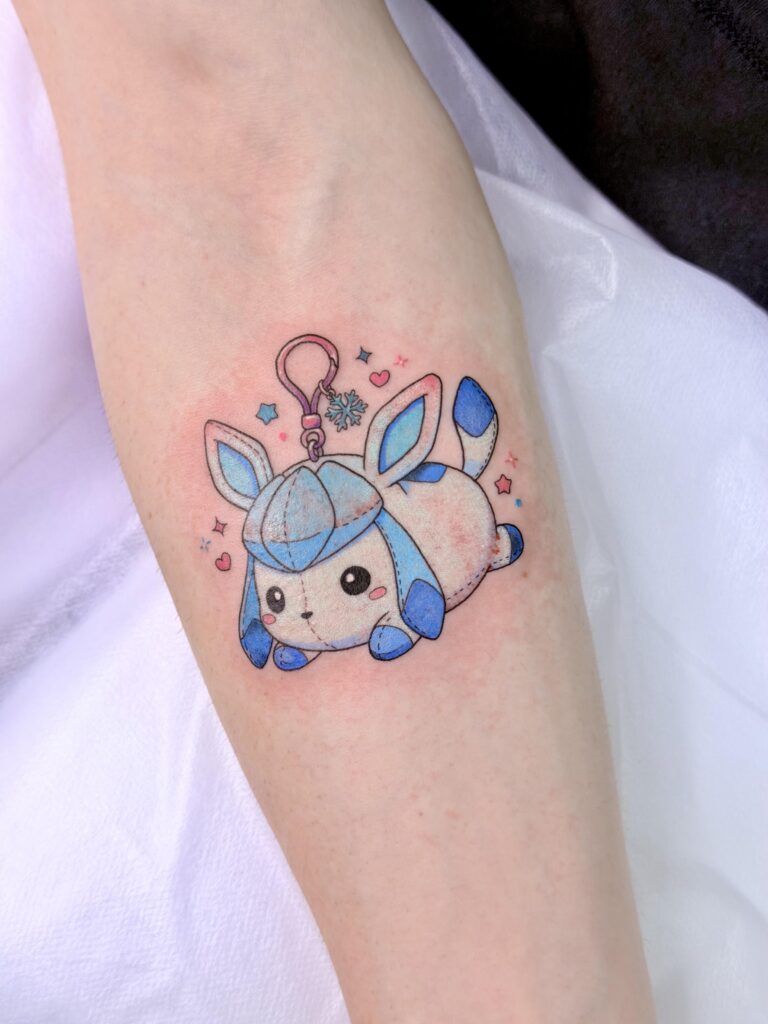 [OC] Glaceon plushie keychain tattoo