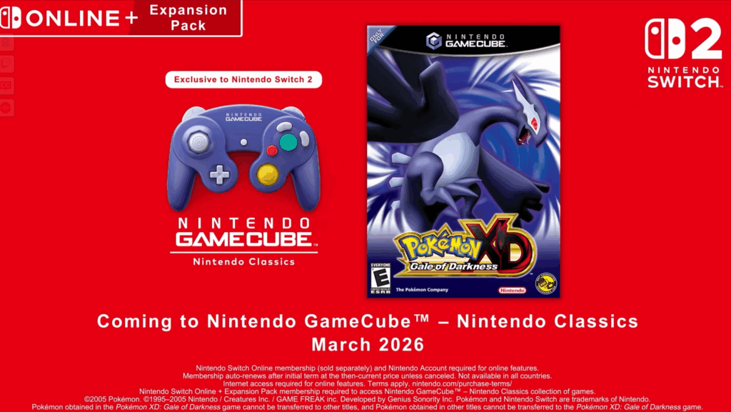 Pokémon XD is coming to Nintendo Switch Online this March 2026