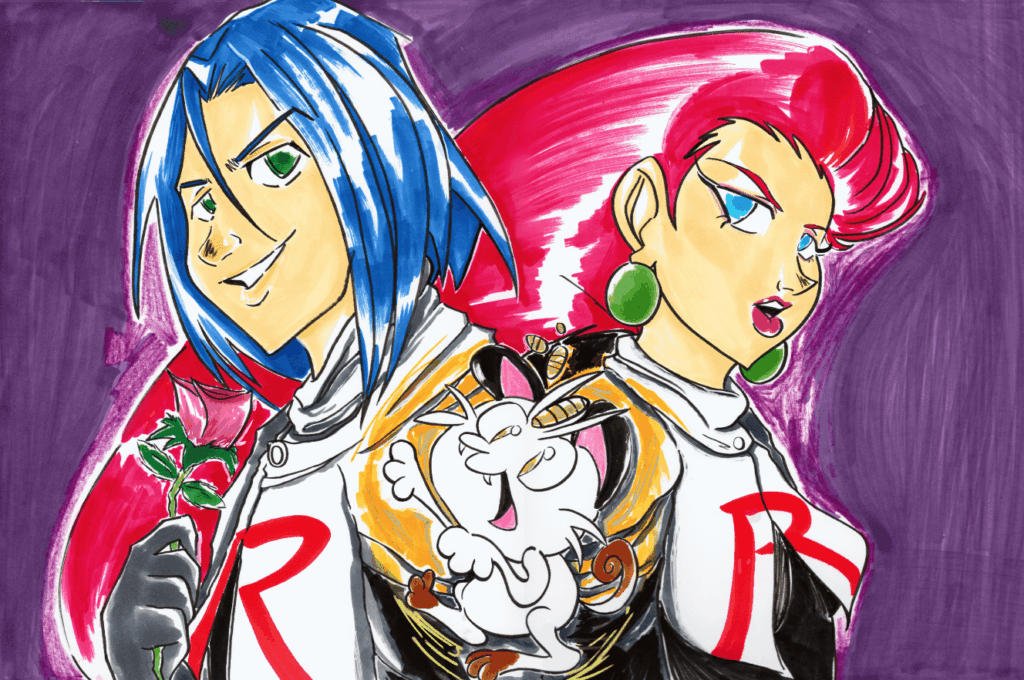 Jesse + James With Meowth (Artist: Myself)