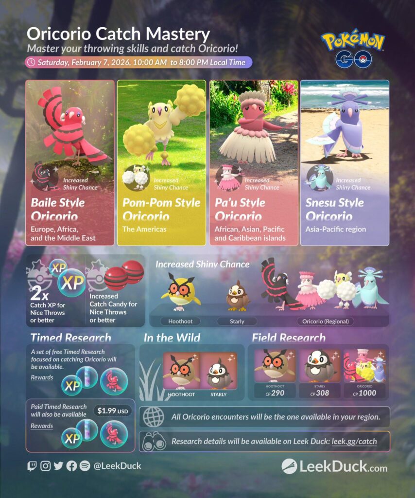 Oricorio Catch Mastery (LeekDuck)