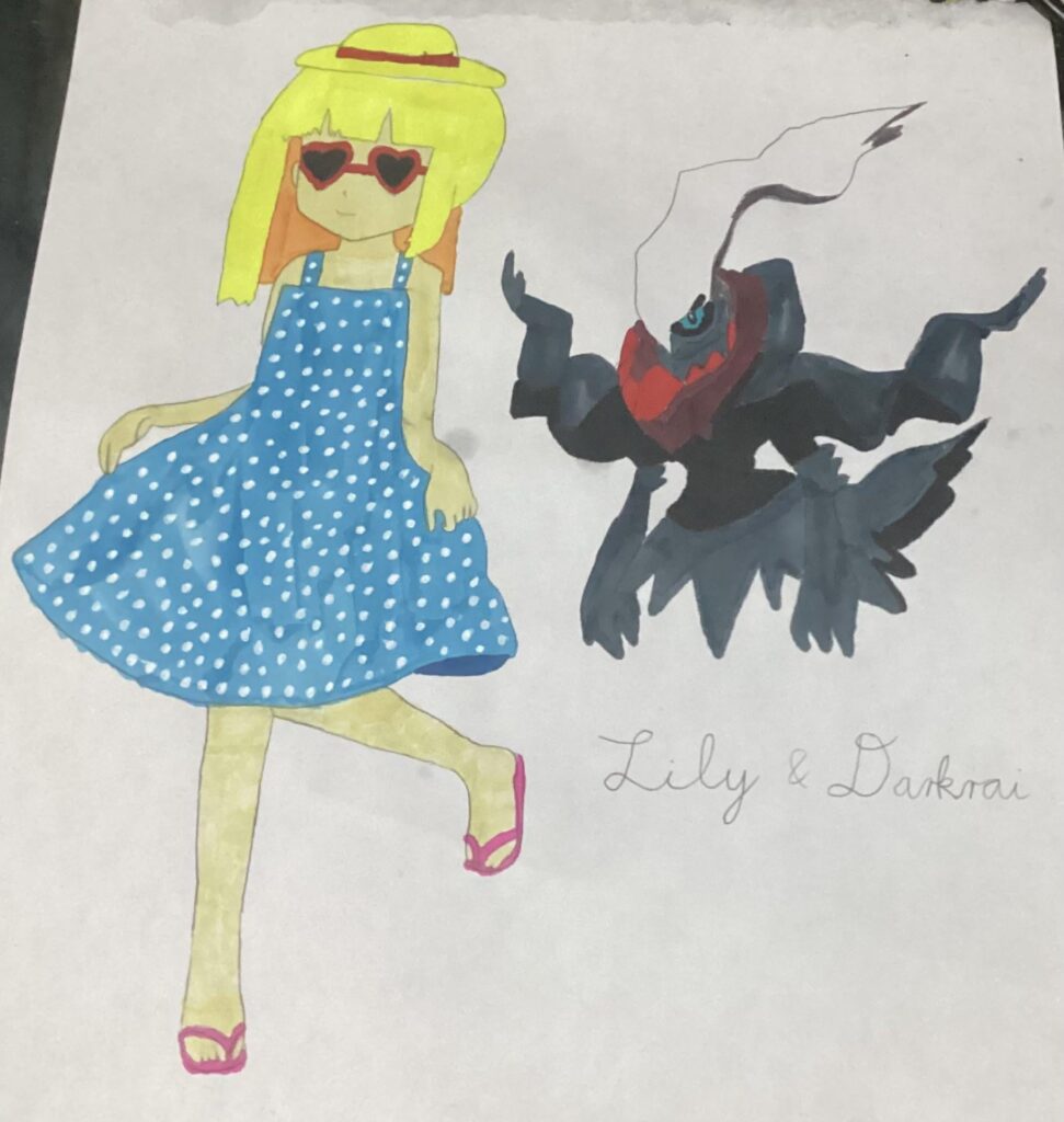 [OC] One of my OCs, Lily, and her signature Pokemon