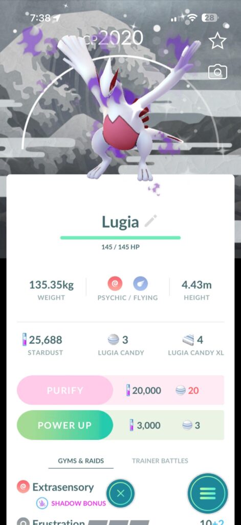 Shiny Lugia with Background!