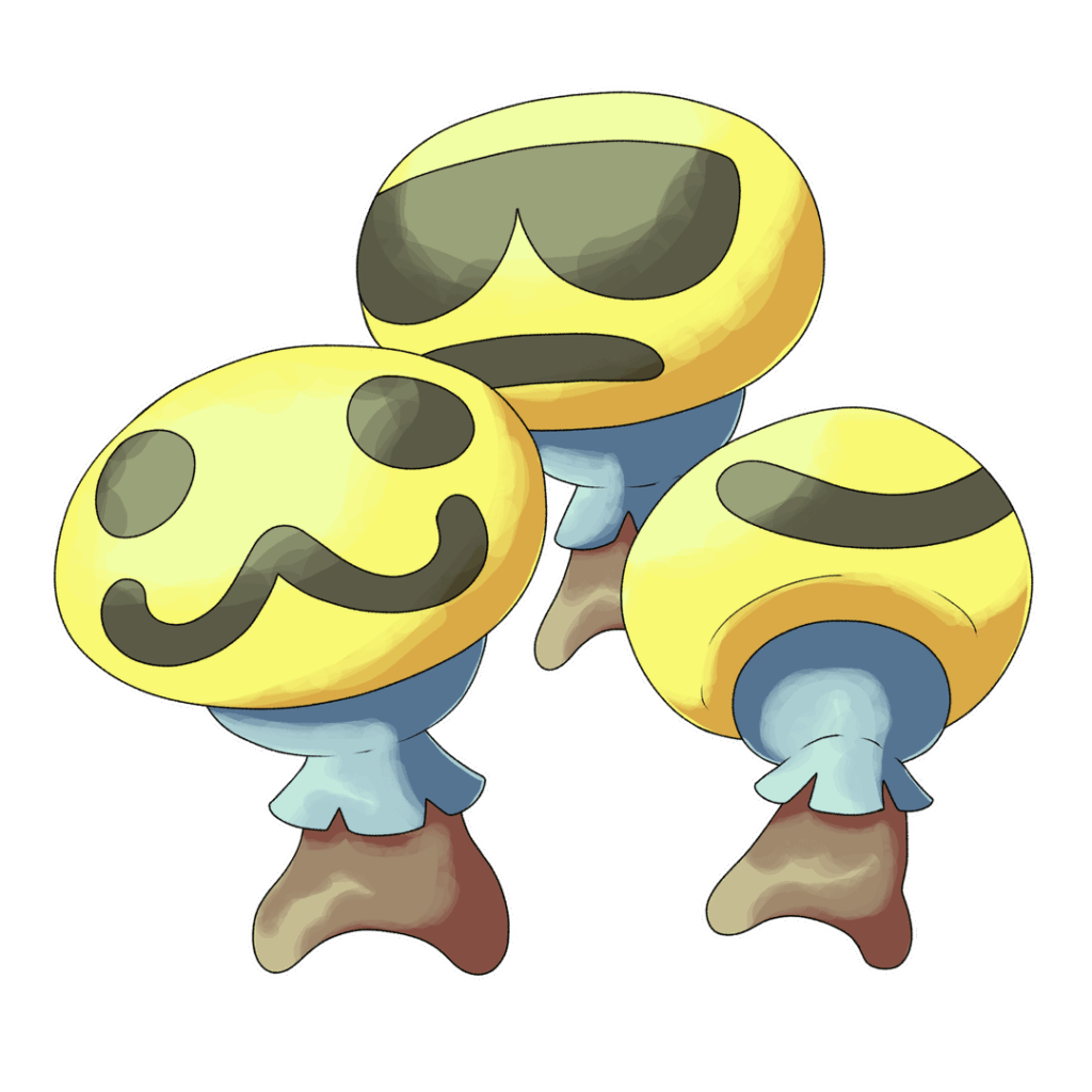 A redraw of some old fakemon of mine, fungemote and moldrive!