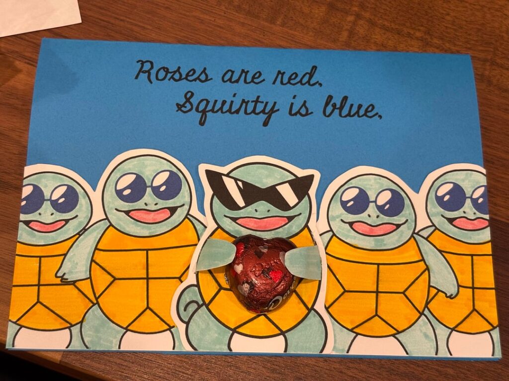Valentine's Day card I made for my boyfriend who loves Squirtle :)