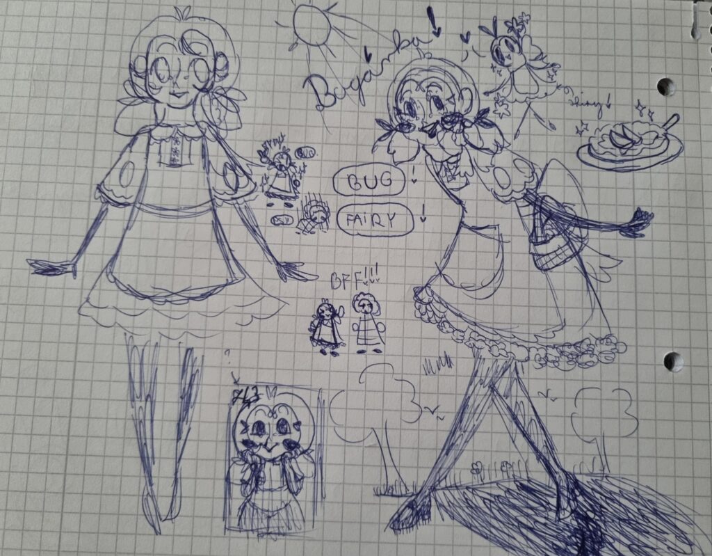 Little doodle of Ribombee as a human