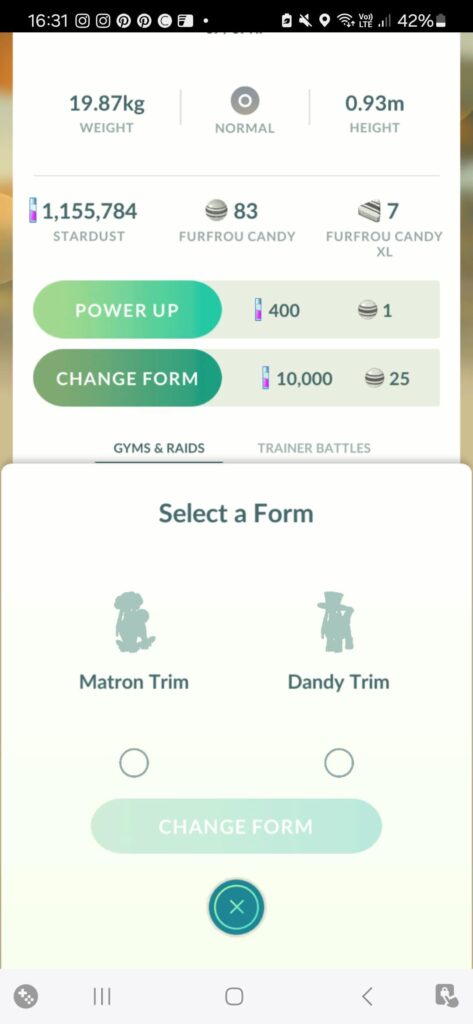 Furfrou heart trim not available anymore bug?