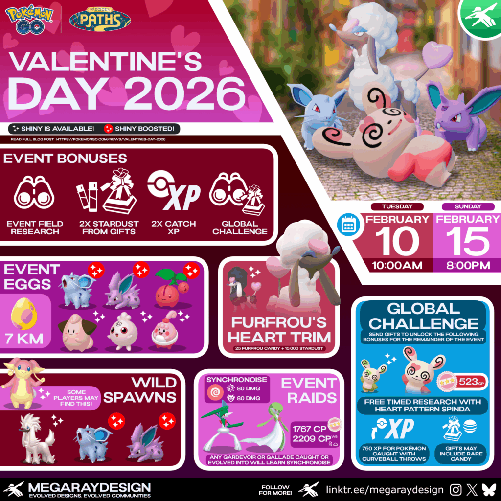 Pokémon GO - Valentine's Day 2026 Graphic created by MegaRayDesign! ✨