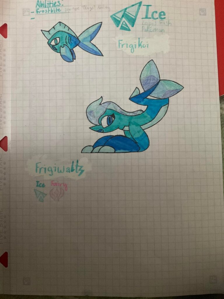 I’m making a Grass-Ice-Rock starter trio, and here is my Ice-type starter, a Koi fish based off of Japanese theater. I need help with a Signature Ability, and a Signature Move