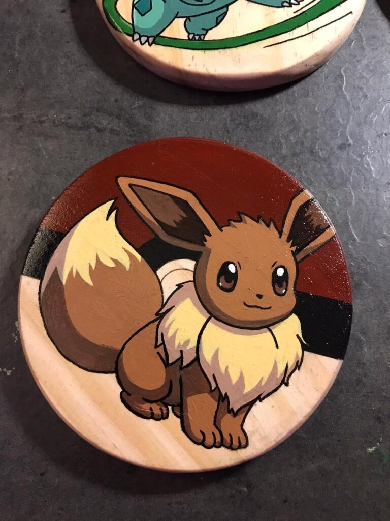 Spent the week hand-painting some of my favorite Pokémon onto wooden coasters! Which one is your favorite? 🎨✨