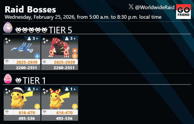 Road to Kalos：Wednesday｜Wednesday, February 25, 2026, from 5:00 a.m. to 8:30 p.m. local time