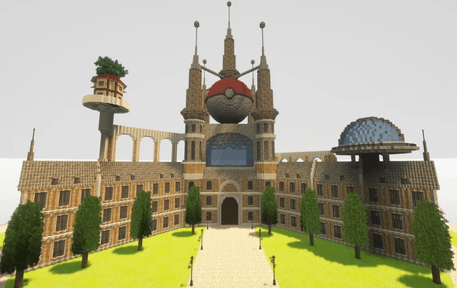 I built Mesagoza's Naranja / Uva Academy from Pokémon S/V in Minecraft!