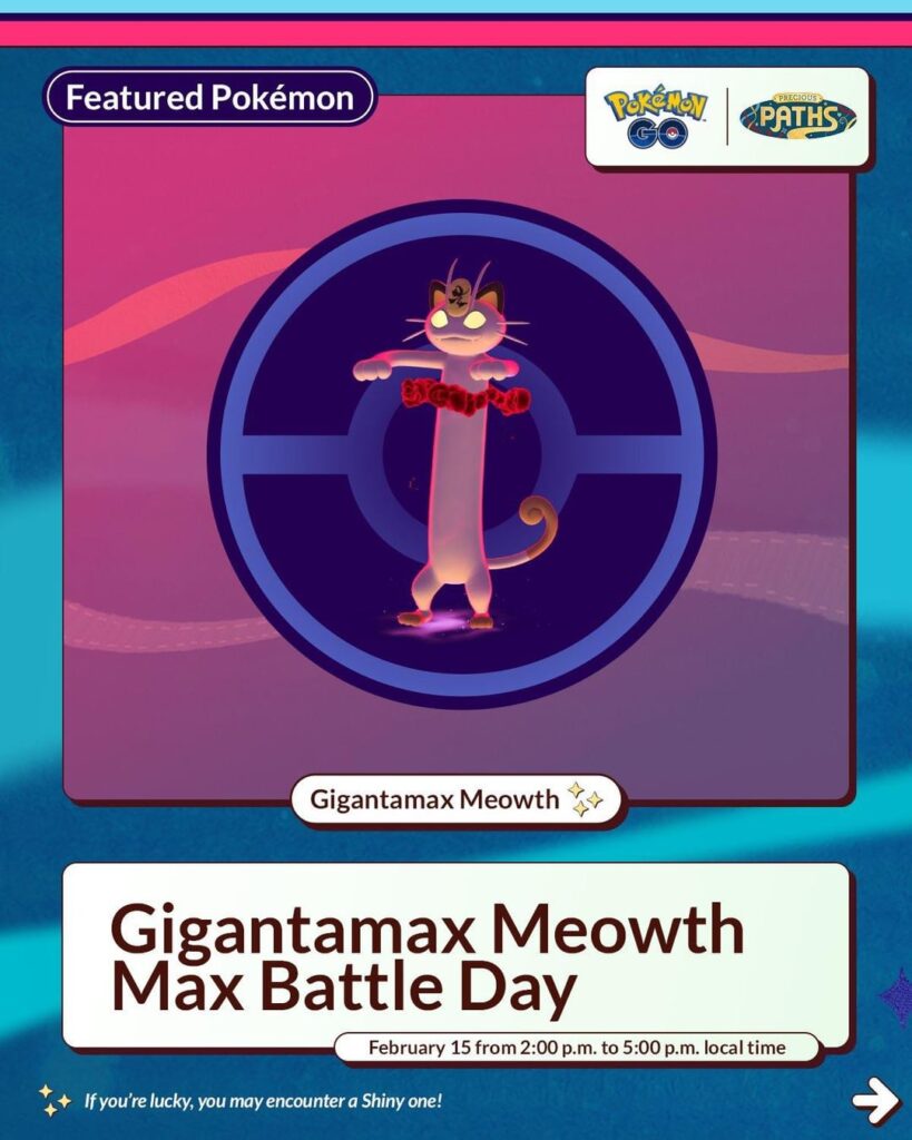 Gigantamax Meowth Max Battle Day Niantic Infographic