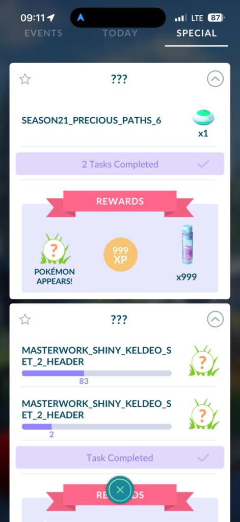 The game glitched, but honestly? I prefer these titles. No vague riddles, just straight up "MASTERWORK_SHINY_KELDEO".