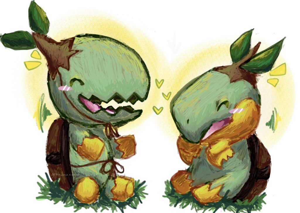 Turtwig and his lil brother! (Art by me)
