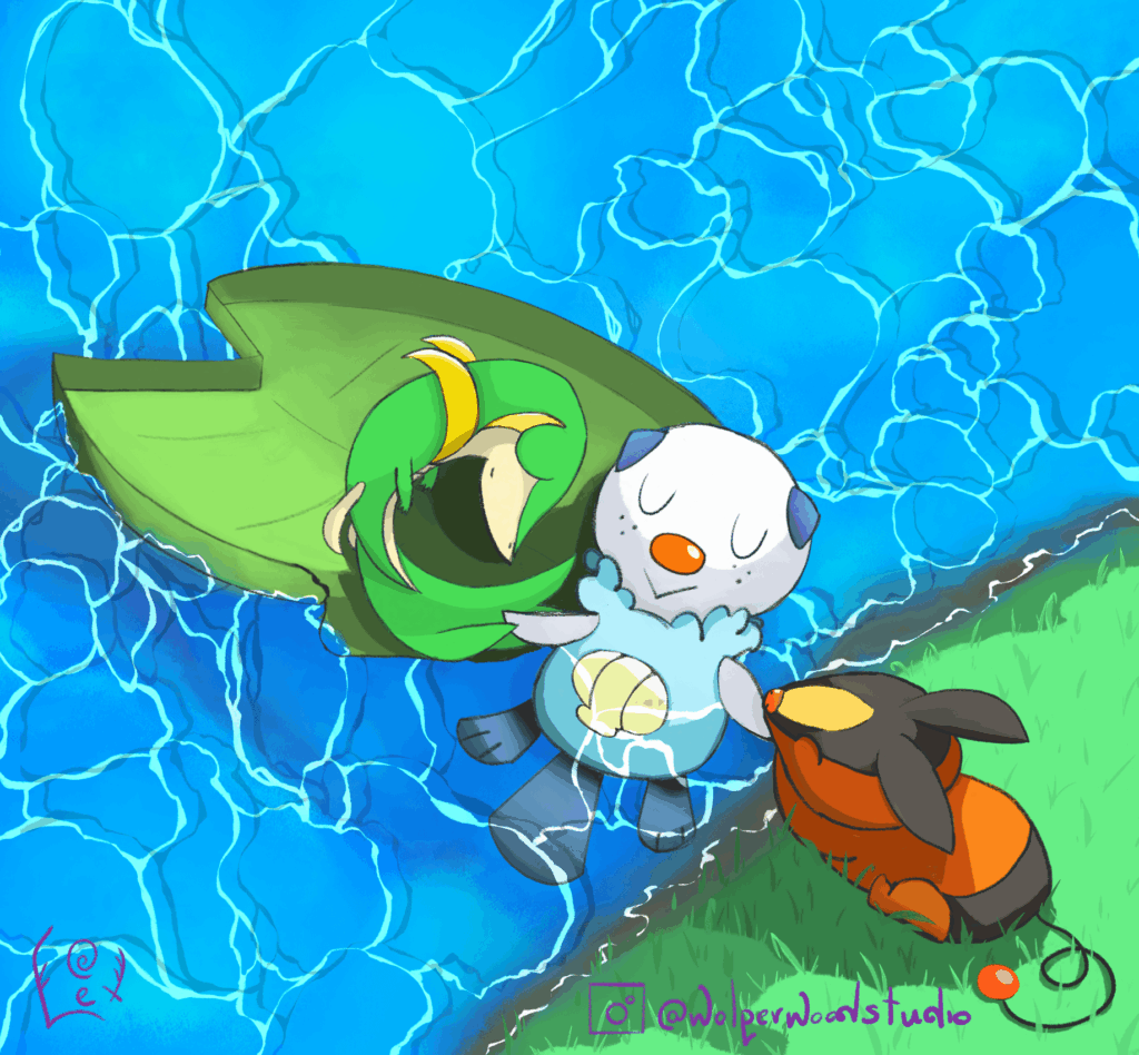 More sleepy starter Pokemon while I practice art! [OC]