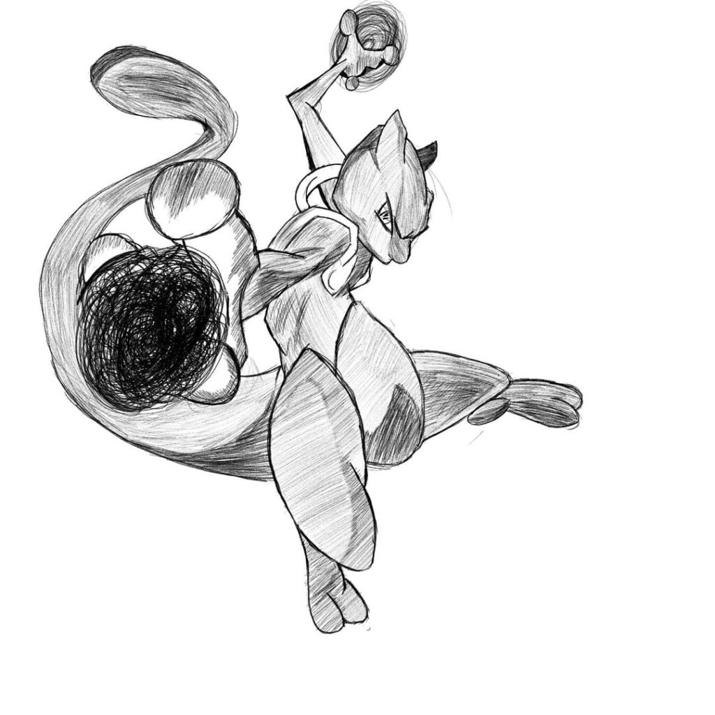 Mewtwo sketch i did on Clip Studio Paint