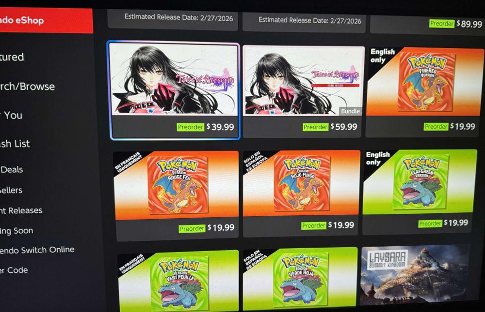 Pokemon FireRed/LeafGreen coming to Switch on Feb 27th ($19.99 each). Listed on Switch eShop in coming soon section