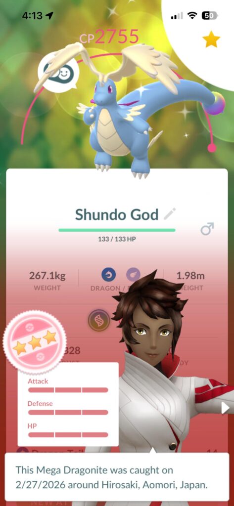 My first Dragonite, first raid and my first shundo! Used up all my luck.