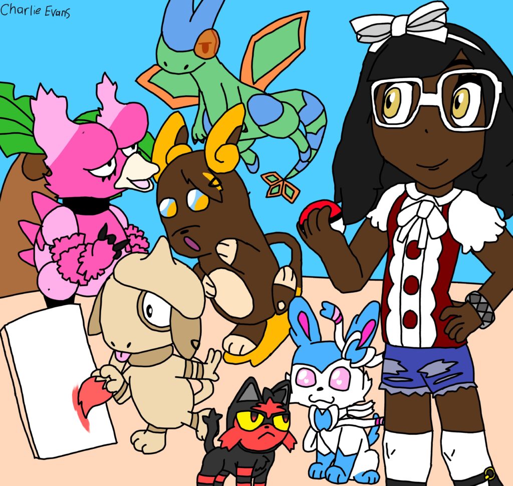 I decided to play pokemon sun. Best decision of my life. Anyway I drew my trainer and her team