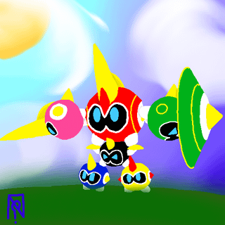 I recolored Mega Falinks to look like Power Rangers.