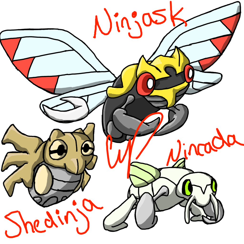 Nincada, Shedinja, and Ninjask