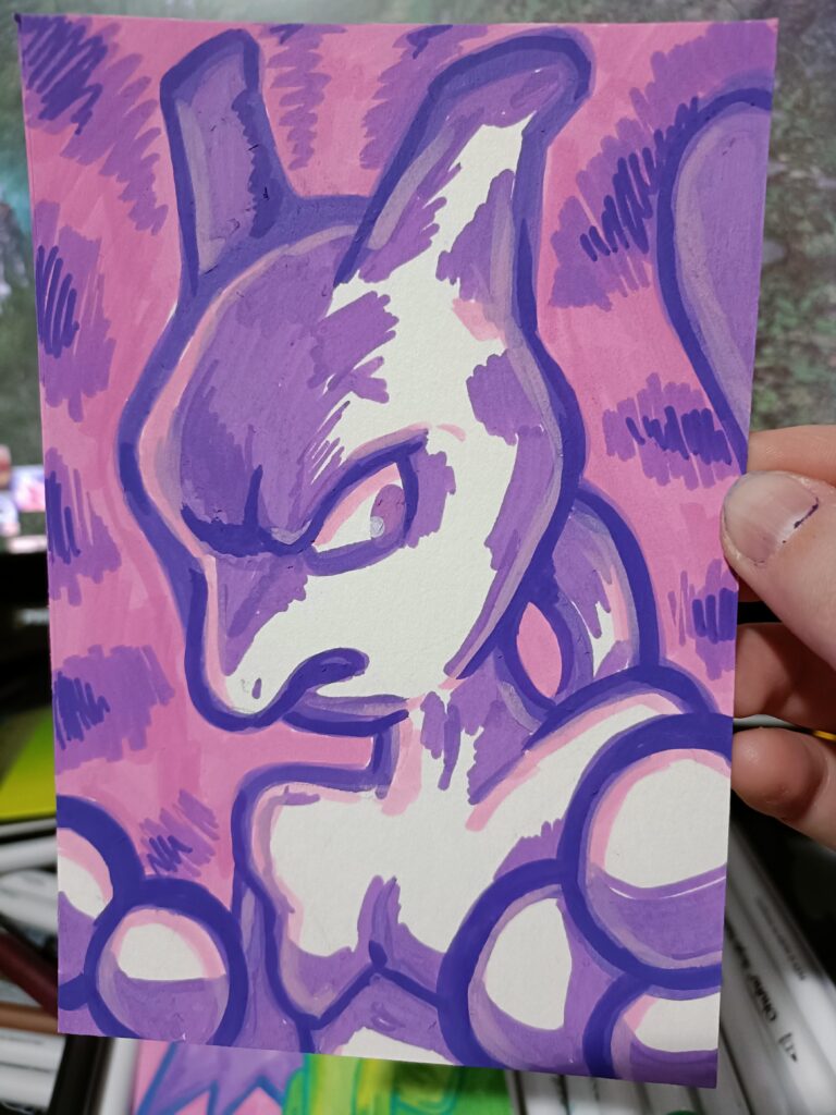 Mewtwo doodle I did for his birthday