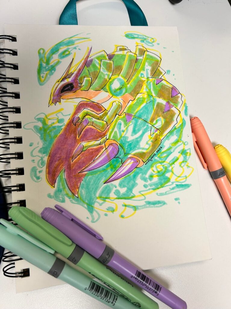 Drew a Golisopod at my cubicle with some highlighters