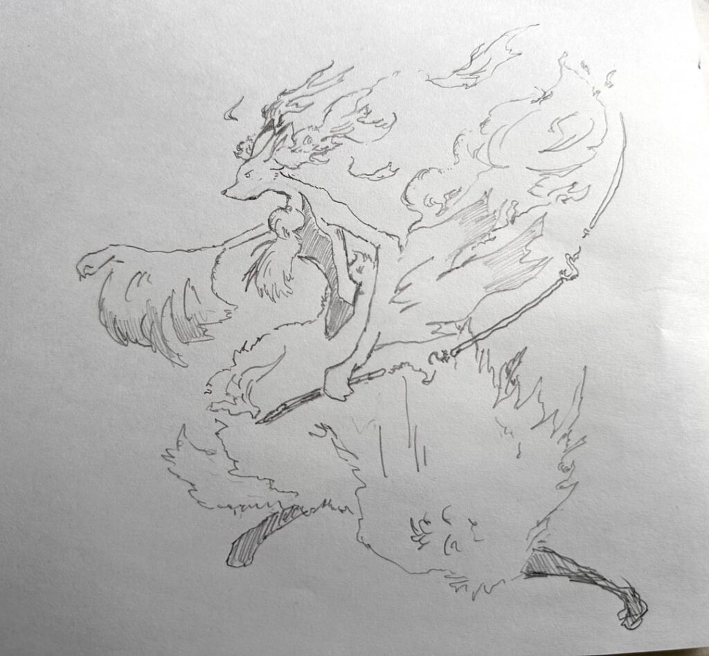 A while ago I sketched my take on mega Delphox
