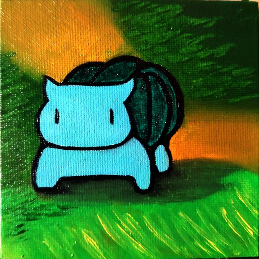 Low-res Pokémon painting: Bulbasaur