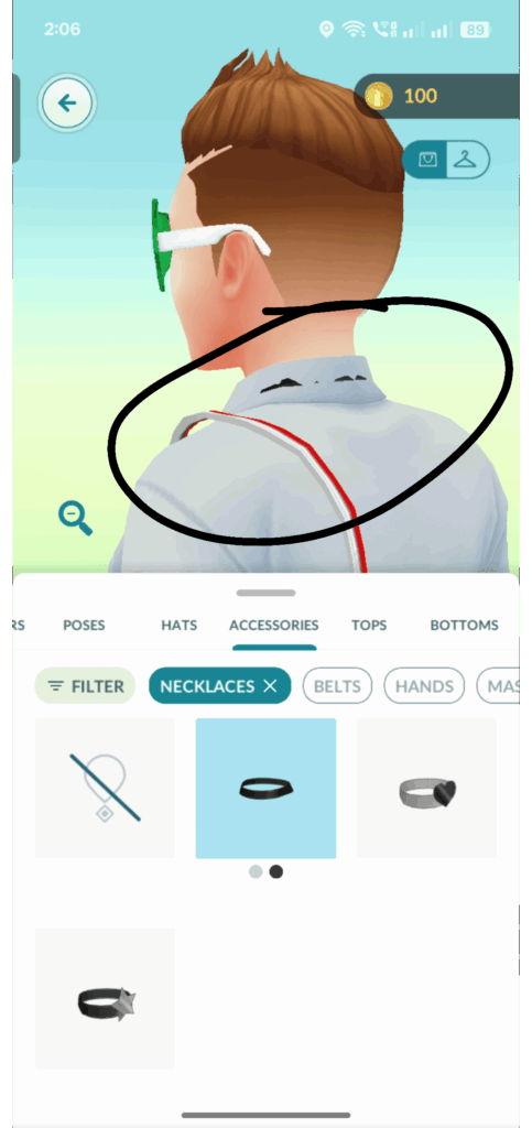 Ribbon choker clipping with my shirt