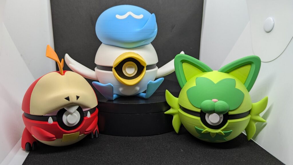 Paldean starters in Pokeball form