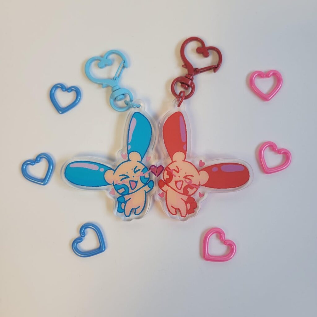 Plusle and Minun Keychains I Made! (OC)