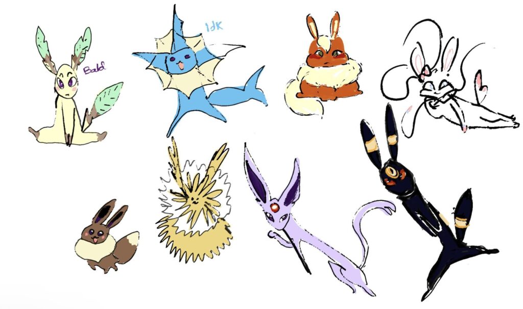 I drew the eeveelutions from uhhh memory