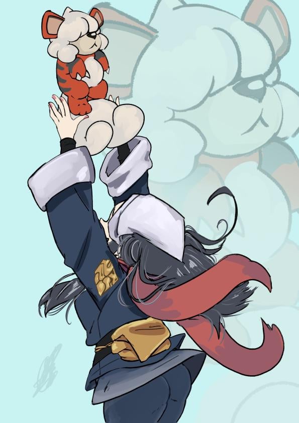 *Why are we still here? Just to suffer?* Pokemon [Growlithe Hisuian] (GaboSaur) [OC]