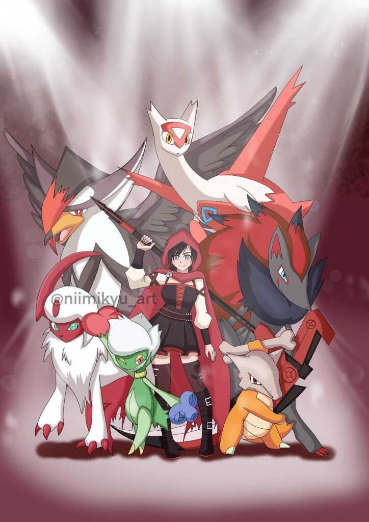 RWBY Ruby Pokemon team! OC