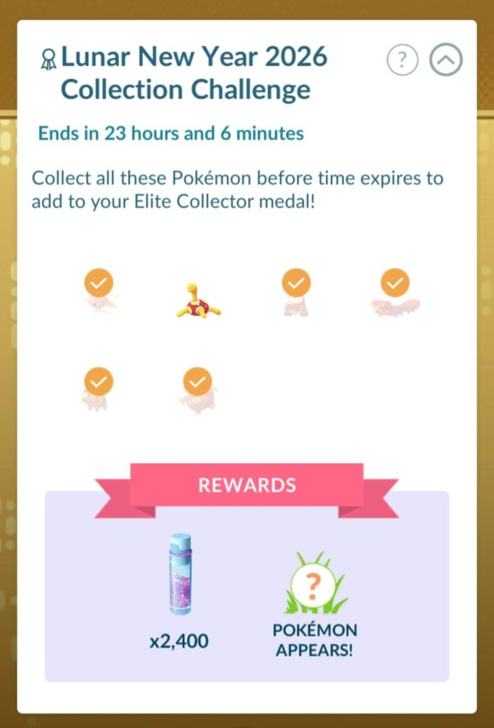 Trading didn't register Shuckle as obtained for the Lunar new year collection challenge