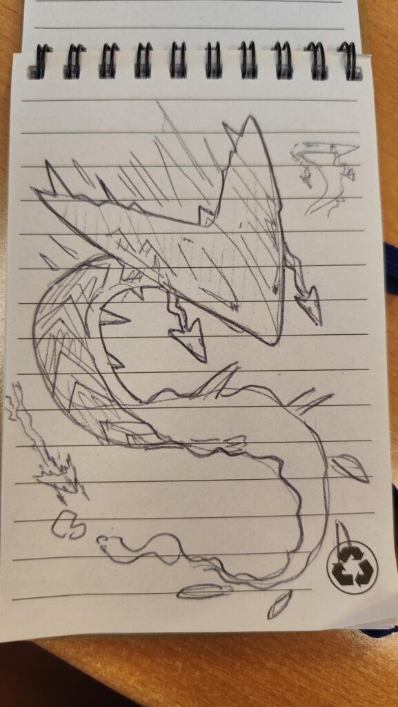 Quick doodle of a mega dragapult I did while at work