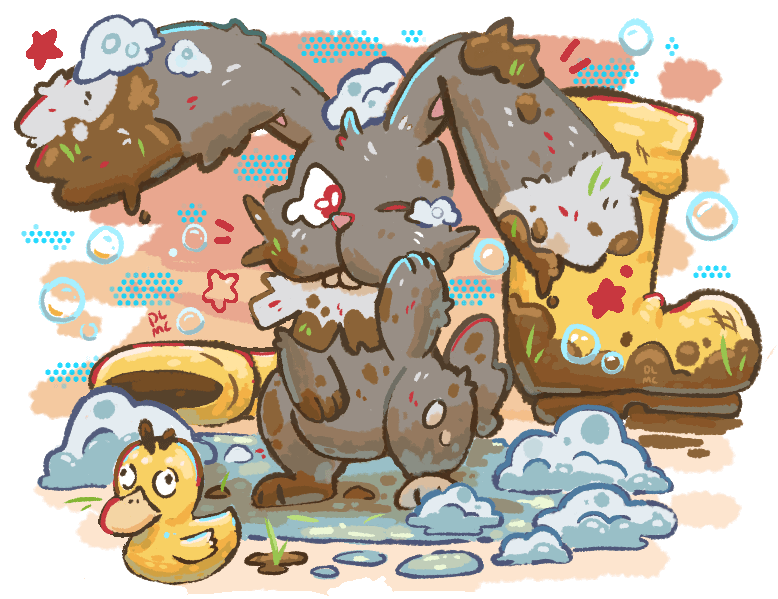 Bath time for Bunnelby! [OC]