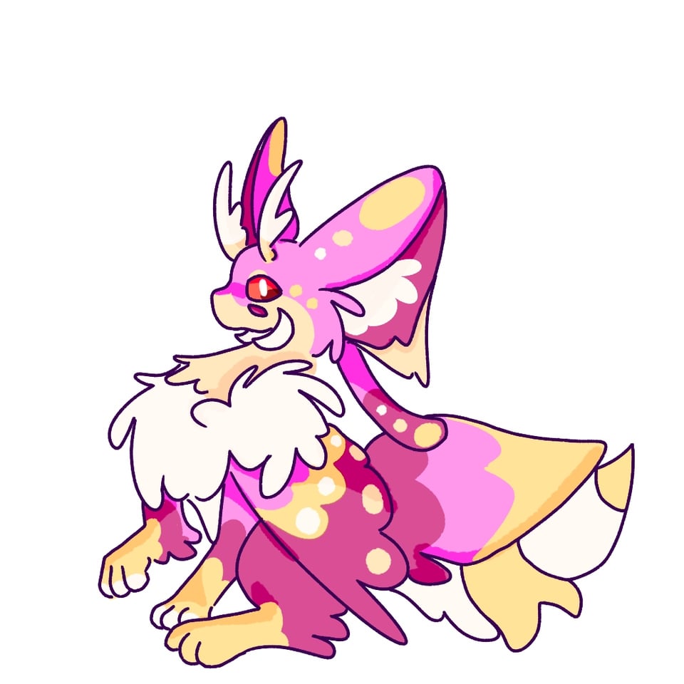 [OC] Bug-type Eeveelution based off of the Rosy Maple moth and Luna moth