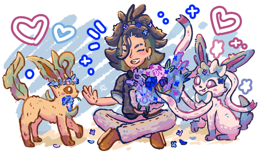 Adaman and his pokemon for Valentine's Day [OC]