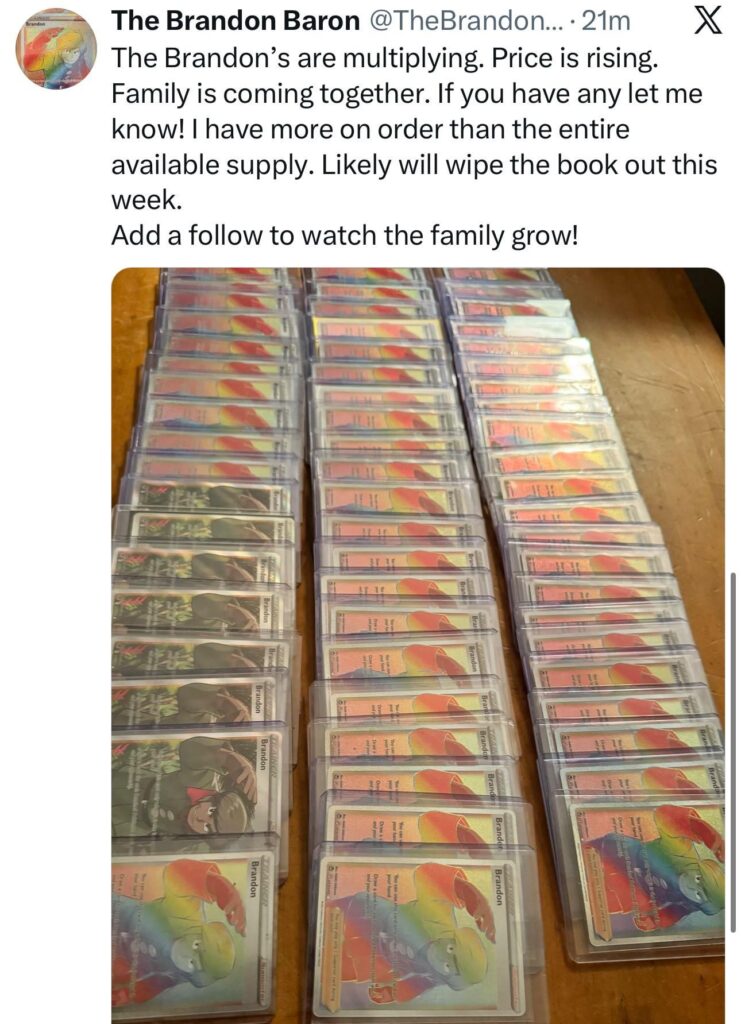 Kabuto influencing others. Someone is now collecting all secret rare Brandon cards. It’s spreading..