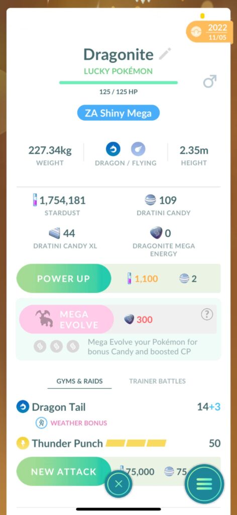 Dragonite is 300 mega energy