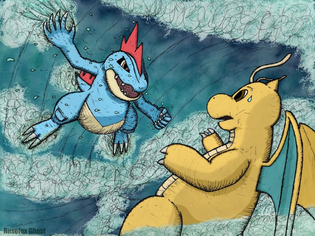 Art by me! Inspired by the battle with Lance in gen 2. I made this for a college class, but it was so good I just had to post!