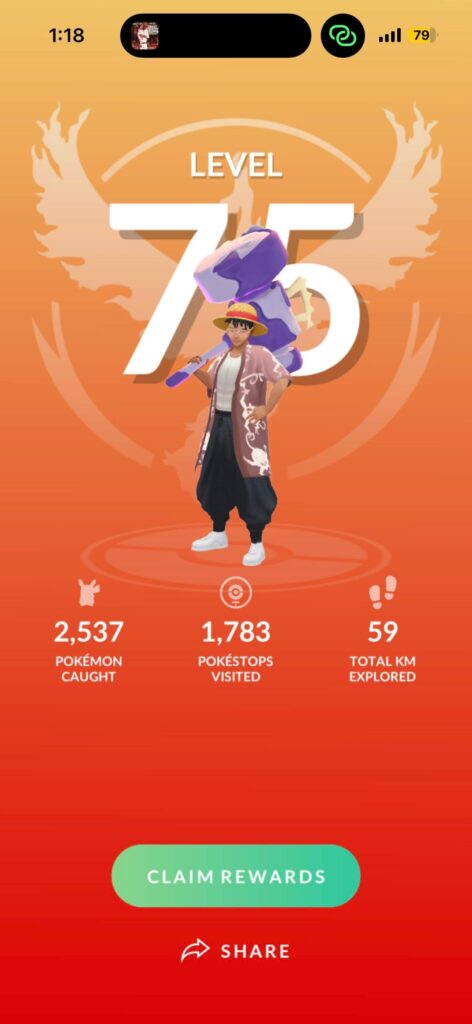 Started playing 2 years ago and I just reached level 75!