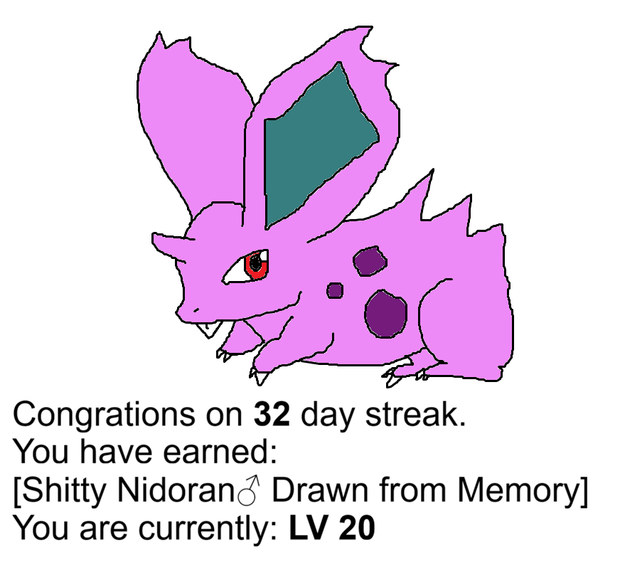 Day 32 of motivating my friend to do a thing: Nidoran♂